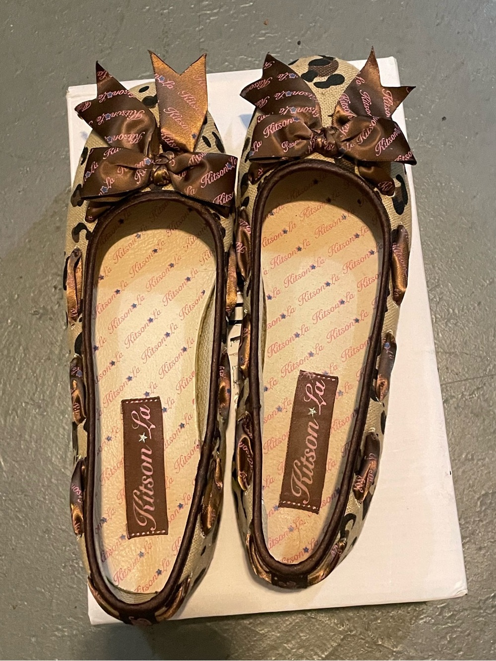 kitson Brown Leopard Print Bow Ballet Flats
